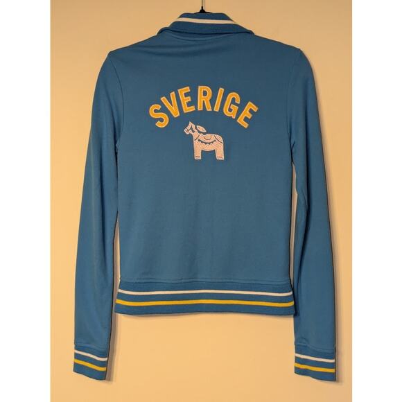 BDG Women's Medium Sverige Spellout ~ Sweden Full-Zip Track Jacket Zip Pockets - Picture 3 of 10